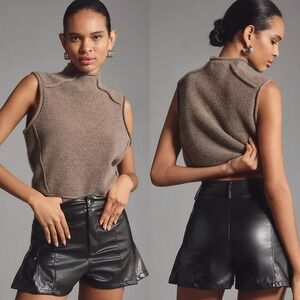 MABLE Anthropologie NWT Black Faux Leather Skirty Shorts Size Medium Whimsigoth